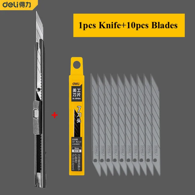 9/18 mm Allzweckmesser-Boxschneider, 30-Grad-Winkel, scharfe, präzise Klingen aus Kohlenstoffstahl, selbstsichernder Karton-Paket-Schneidöffner Image