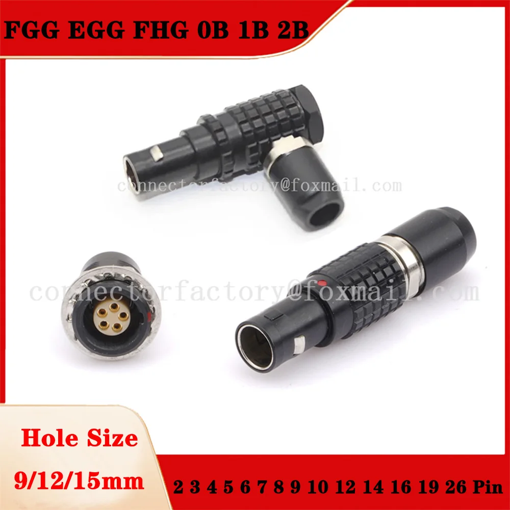 Schwarz fgg Ei fhg 0b 1b 2b 2 3 4 5 6 7 8 9 10 12 14 16 18 19 26 Stifte Push-Pull selbstsicher nder Stecker Buchse Image