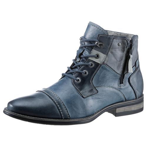 Schnürstiefelette KRISBUT Gr. 41, blau (blau, grau) Herren Schuhe mit herausnehmbarer Textilinnensohle