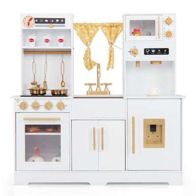 Costway Pretend Play Kitchen for Kids with Coffee Maker-White