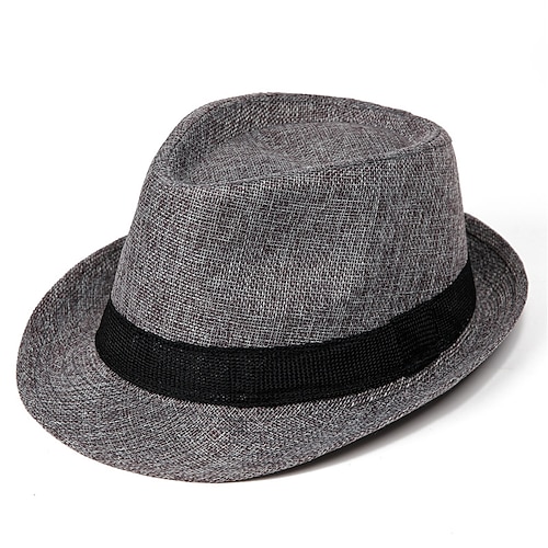 Herren Kentucky Derby Hut Sonnenhut Bowler Hut Schwarz Dunkelgray Bettwäsche Mode Lässig Straße Täglich Farbblock Sonnenschutz Atmungsaktiv Image