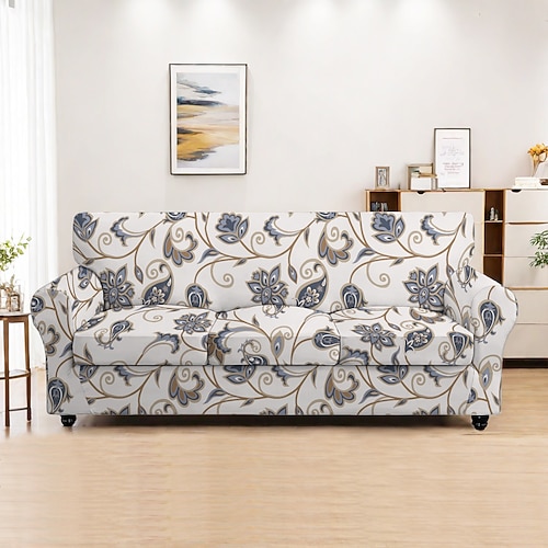 Sofabezug Pflanzen Garngefärbte Polyester-Schonbezüge - elegantes botanisches Muster - weicher und strapazierfähiger garngefärbter Polyester - schützt und revitalisiert Ihr Sofa Image