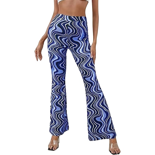 Hippie Retro Vintage Boho 1970er Disko Hose Glockenhose Hose mit weitem Bein Yoga-Hose Damen Kostüm Jahrgang Cosplay Hosen Schlager Outfit Image