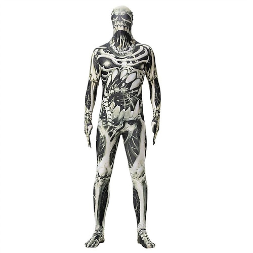 Karnevalskostüm Ganzkörperanzug 2026 Totenkopf Zalgo-Monster Karneval Cosplay Kostüm Bodysuits Cosplay Kinder Erwachsene Herren Jungen Karneval Maskerade Party Halloween Leistung Einfaches Image