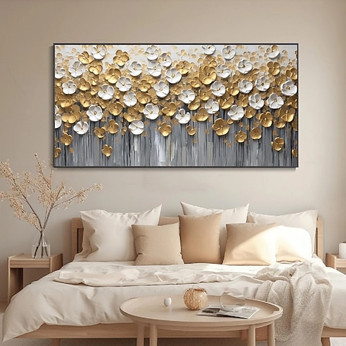 3D Gold floral abstrakte Ölgemälde Designer limitierte Blattgold Malerei moderne leichte Luxus Leinwand Wand Kunst Zimmer Wand Dekor Geschenk Image