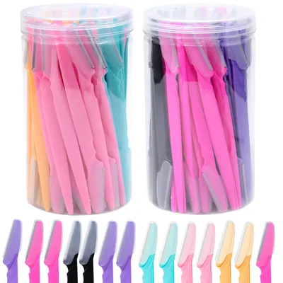 30Pcs/Bottle Eyebrow Razors With Container Facial Eye Brow Trimmer In Case Hair Removal Shaver Safe