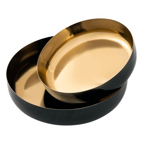 Amagohome Obstschale 2. Wahl Deko Schale 2er Set rund ø22/18cm schwarz/gold Image