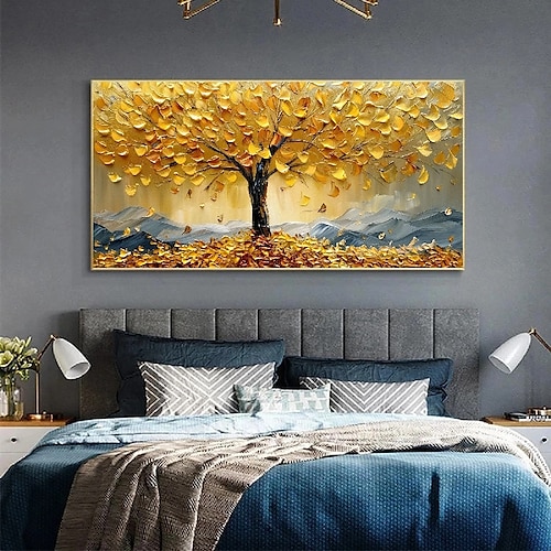 3d oro albero pittura a olio fatto a mano albero d'oro pittura a olio su tela grande astratto strutturato oro giallo albero pittura a olio albero della vita pittura arte della parete personalizzata