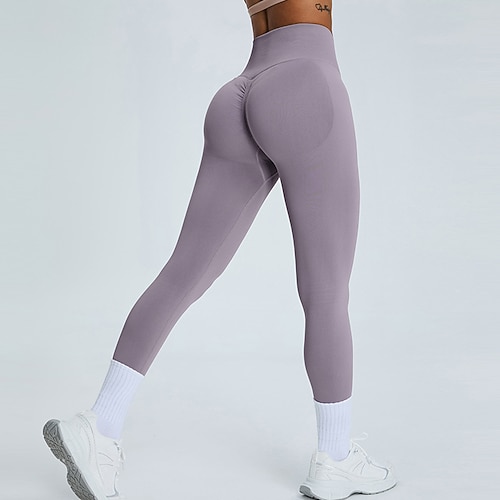Per donna Pantaloni da yoga Leggings da yoga Fascia Elastica Vita Alta Pilates Allenamento in Palestra Allenamento Collant Tinta unica Nero Giallo Rosa Gli sport Abbigliamento sportivo Elasticizzato