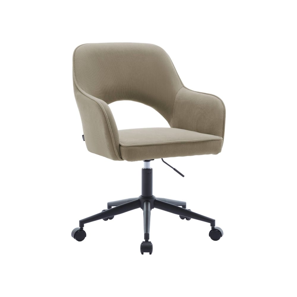 Chaise de bureau à roulettes velours côtelé beige