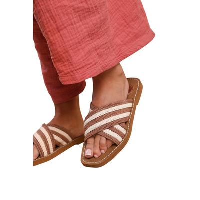 Where's That From - Damen Flipflops "Arizona", Mit Streifen (Mokka/Beige)