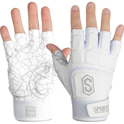 Sports Unlimited Max Clash Adult Padded Half Finger Lineman Football Gloves White