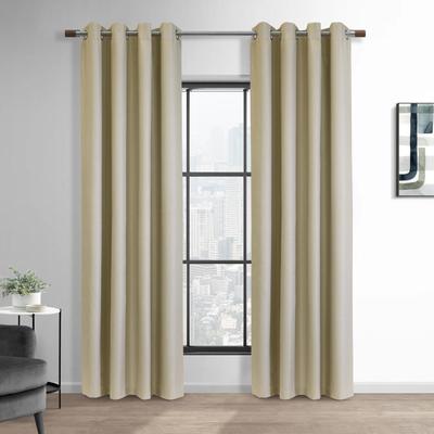 Wide Width Newberry Blackout Grommet Curtain Panel by Thermaplus in Linen (Size 52