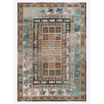 Teppich HEINE HOME Gr. 2, bunt (türkis, bunt), B:80cm H:7mm L:160cm, Baumwolle, Polyester, Polyester, Teppiche Image
