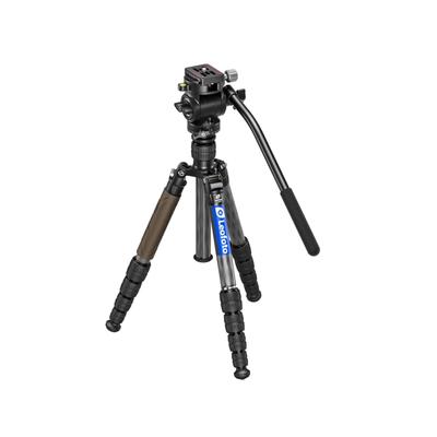 Leofoto LX-255CT/BV-1 Reversible Travel Tripod w/ Bino Fluid Head Kit Black LX-225CT+BV-1