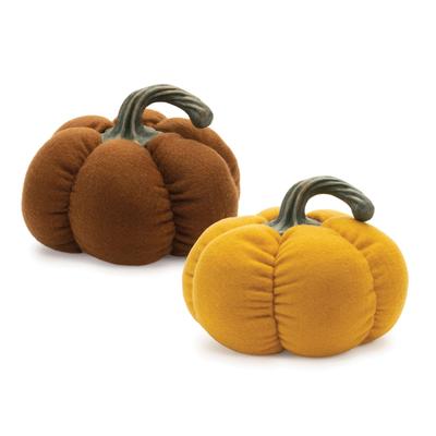 Plush Pumpkin Decor (Set Of 2) by BrylaneHome in Yellow