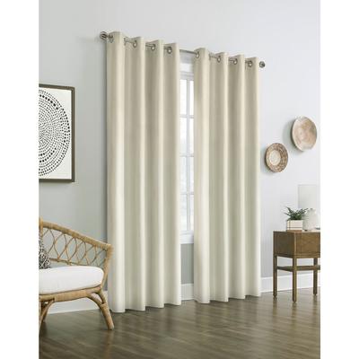 Wide Width Vigo Blackout Grommet Curtain Panel by Thermaplus in Off White (Size 52