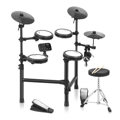 Electric Drum Set With 4 Quiet Mesh Drum Pads - Black