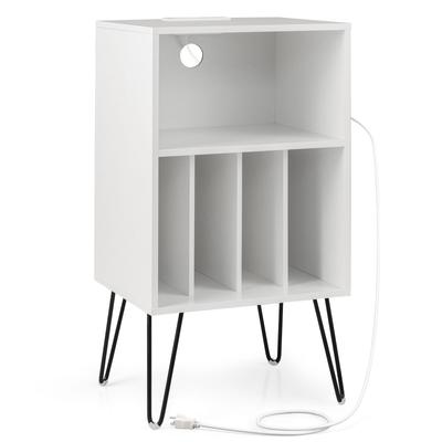Record Player Stand with Charging Station for Living Room Bedroom - 19"L x 16"W x 35"H