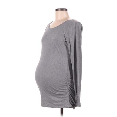 BumpStart 3/4 Sleeve T-Shirt: Gray Tops - Women's Size Medium Maternity