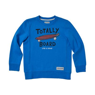 Life is Good Totally Board Simply True Fleece Crew Sweatshirt for Kids - Royal Blue - XXL