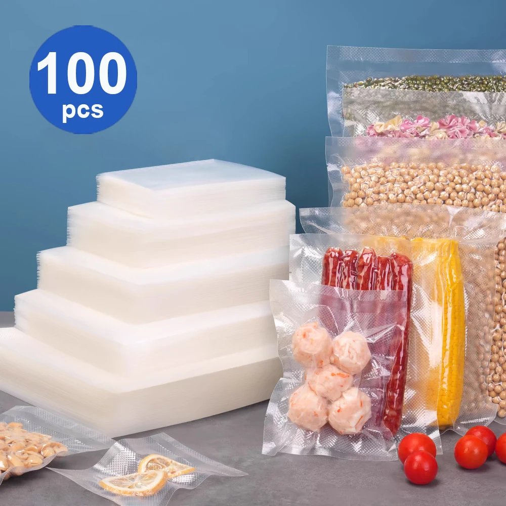 Vacuum Packaging Bags Food Vacuum Sealer Bag 100pcs Vacuum Bags for Food BPA-Free Vacuum Sealing Bags Food Storage Packaging Bag
