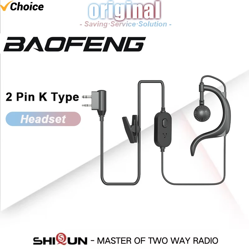 UV-21 Ohrhörer UV-5R Pro Max Headset für Baofeng UV-17 GPS UV-25L Walkie Talkie 2-Pin K Typ Quansheng UV-K6 UV-K5 Zweiwegradio Image