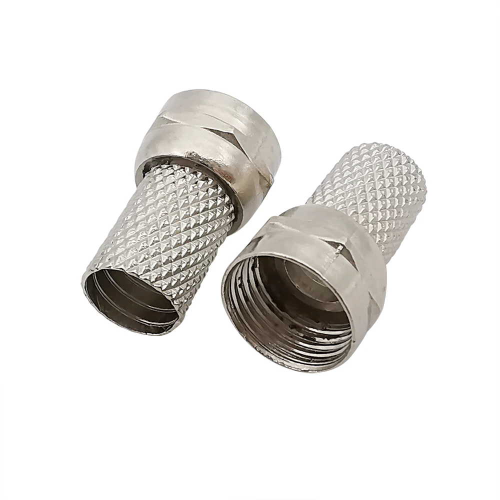 5/10/20/50Pcs F-Typ 75-5 Twist-on Koaxialkabel Stecker F Stecker für RG6 TV Satellite Antenne Koaxialkabel Adapter Image