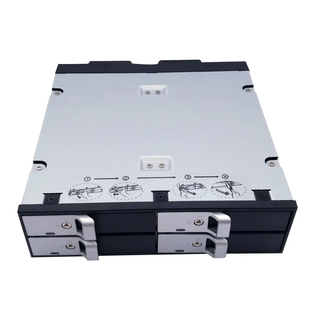 TOOLFREE 2,5 Zoll 4-Schacht-SATA-6 Gbit/s-Festplattengehäuse für optische Laufwerke, mobiles Rack mit Lüfter für bis zu 12,5 mm dicke Festplatte Image