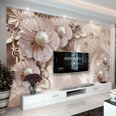 Benutzer definierte große Größe Luxus Schmuck Blumen 3d Wandt apete für Wand europäischen Stil Schlafzimmer Wohnzimmer TV Hintergrund Wohnkultur Image