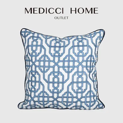 Medicci Hause Luxus Kissen Abdeckungen Porzellan Indigo Blau Und Weiß Flache Umriss Marokkanischen Muster Stickerei Kissen Fall 50x50cm Image
