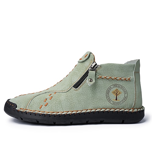 lässige hellblaue Leder-Loafer für Herren mit einzigartigen handgenähten Details und Reißverschluss, ideal für den Alltag Image