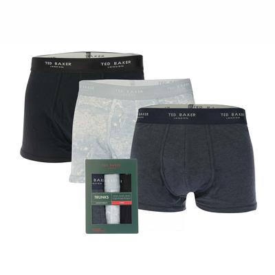 Ted Baker Mens 3 Pack of Cotton Trunks in Blue Navy - Size Small | Ted Baker Sale | Discount Designer Brands