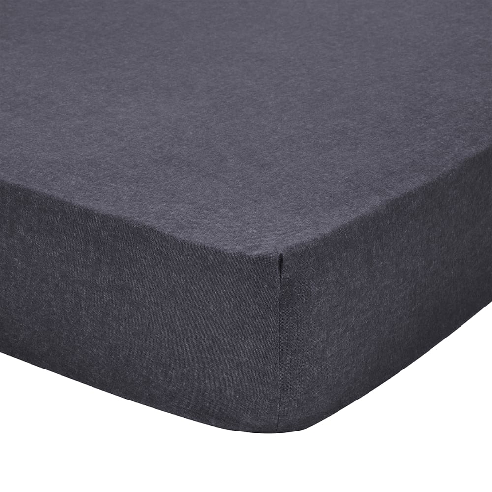 Drap housse uni en flanelle de coton gris anthracite 90x200