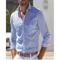 Camicia da uomo Camicia con bottoni Camicia casual Nero Rosso Blu Manica lunga Risvolto a righe