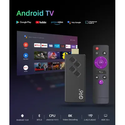 G96 Q2 Global Version TV Stick Google Assistant Android 13.0 4K Allwinner H313 Quad Core Portable