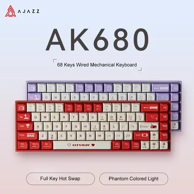 AJAZZ AK680 Mechanical Keyboard ABS Keycap 68 Keys Wired Wireless Bluetooth Gamer Keyboard Hot Swap