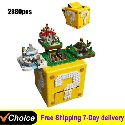 MINISO 2064pcs Compatible 71395 Game Modular Building Blocks para Criancas Super Mario Question Mark