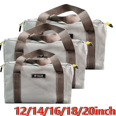 Large Capacity Storage Tool Bag Thickened Canvas Electrician Bag Waterproof Heavy Duty Tool Bag Tote Bag 12/14/16/18/20inch