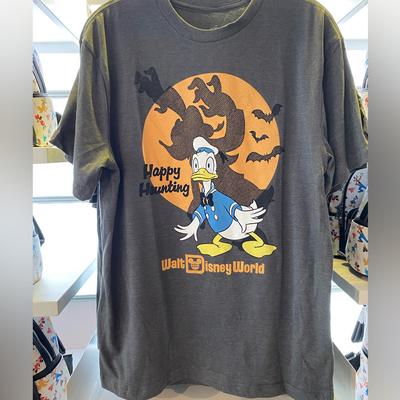 Disney Shirts | Disney Parks 2024 Donald Duck Happy Hunting Halloween Shirt Size Small Bnwt | Color: Black/Gray | Size: S