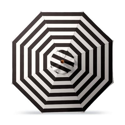 11' Round Outdoor Market Umbrella - Ollie Stripe Air Blue, Endura Teak - Frontgate