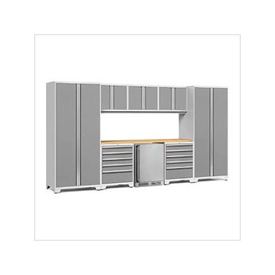 NewAge Garage Cabinets PRO Series Platinum 9-Piece Set with Bamboo Top