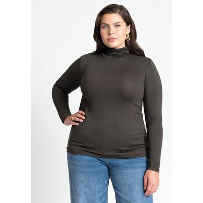 Plus Size Women's Layering Turtleneck by ELOQUII in Deep Olive (Size 14/16)