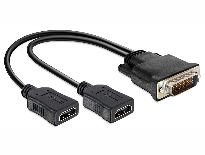 Delock 65280, 0,25 m, DMS, 2 x HDMI, Männlich, Nickel, Schwarz Image