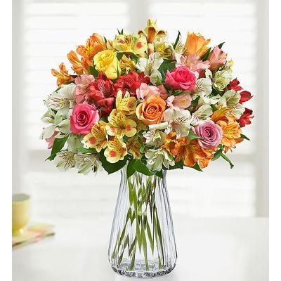 1-800-Flowers Flower Delivery Assorted Roses & Peruvian Lilies W/ Clear Vase