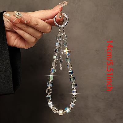 TEMU Luxury And High-end Crystal Bead Hand Chain Wrist Short Hanging Rope With Clip Phone Case Key Chain Bag Pendant Image