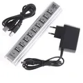 Tastiera Splitter HUB a 10 porte Mouse U-disk USB 2.0 Hub Splitter in plastica caricatore adattatore cavo di ricarica per cellulare