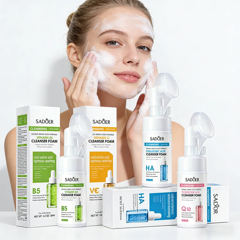 SAODER Q10 Vitamina C Detergente per il viso Schiuma per il lavaggio del viso Pulizia del viso Mossee Idratante Schiarente Prodotti per la cura della pelle del viso