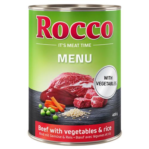 6x400g Menü mit Rind, Gemüse & Reis Rocco Hundefutter nass