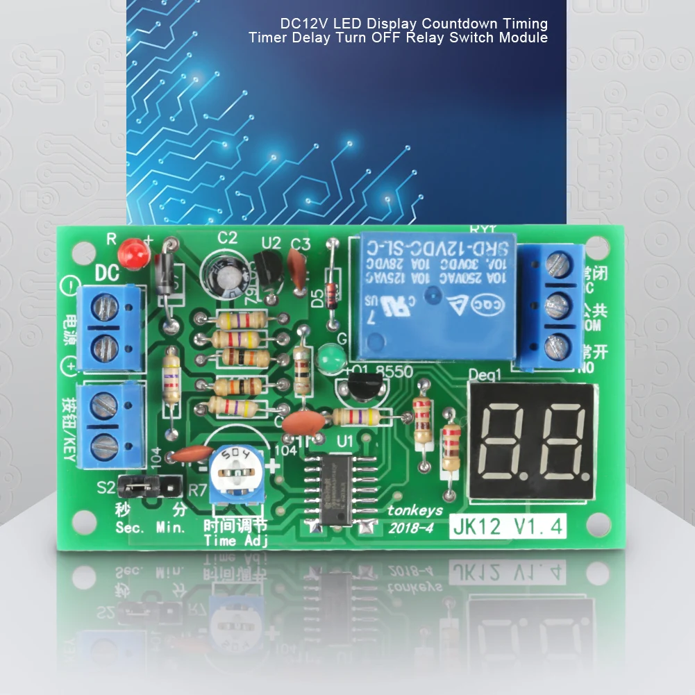 DC12V LED-Anzeige Countdown-Timing Timer Verzögerung Ausschalten Relais Schaltermodul Image